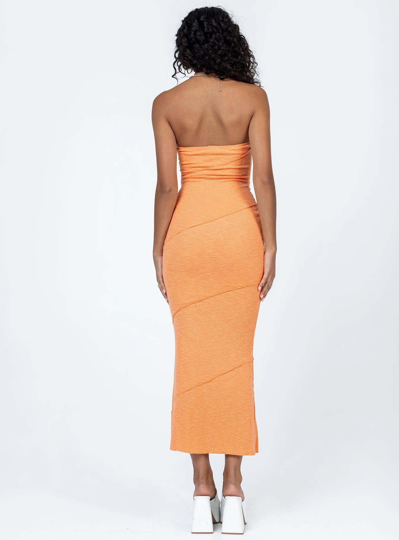 Oscar Midi Dress Orange Modern Silhouette Luxe Wear