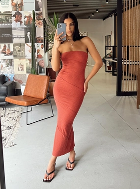 Polished Design Oscar Midi Dress Rust