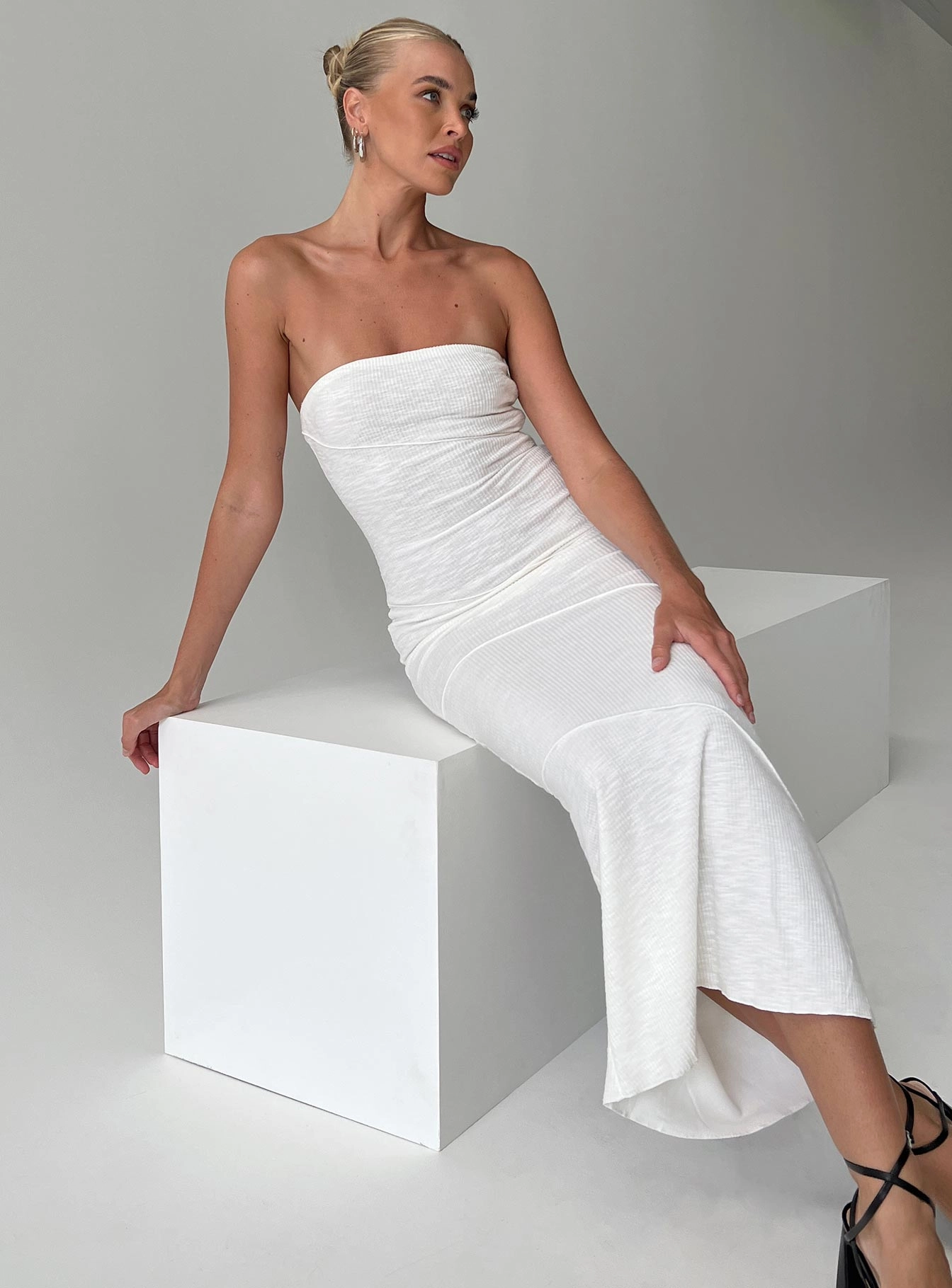 Gentle Flow Oscar Midi Dress White Tall