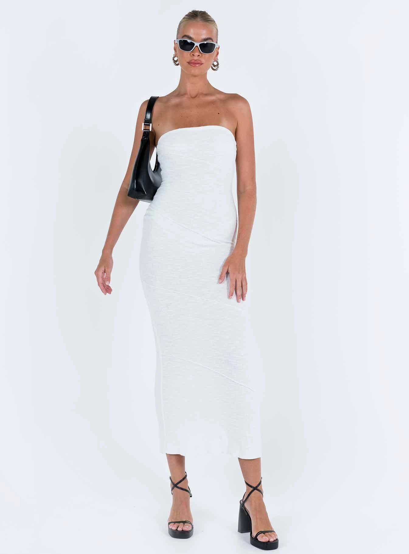 Oscar Midi Dress White Tall Grab Quick Lightweight Fit