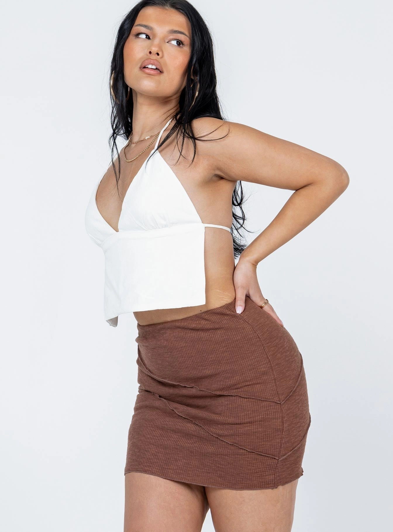 Heat Dissipating Fabric Odor Resistant Treatment Oscar Mini Skirt Brown