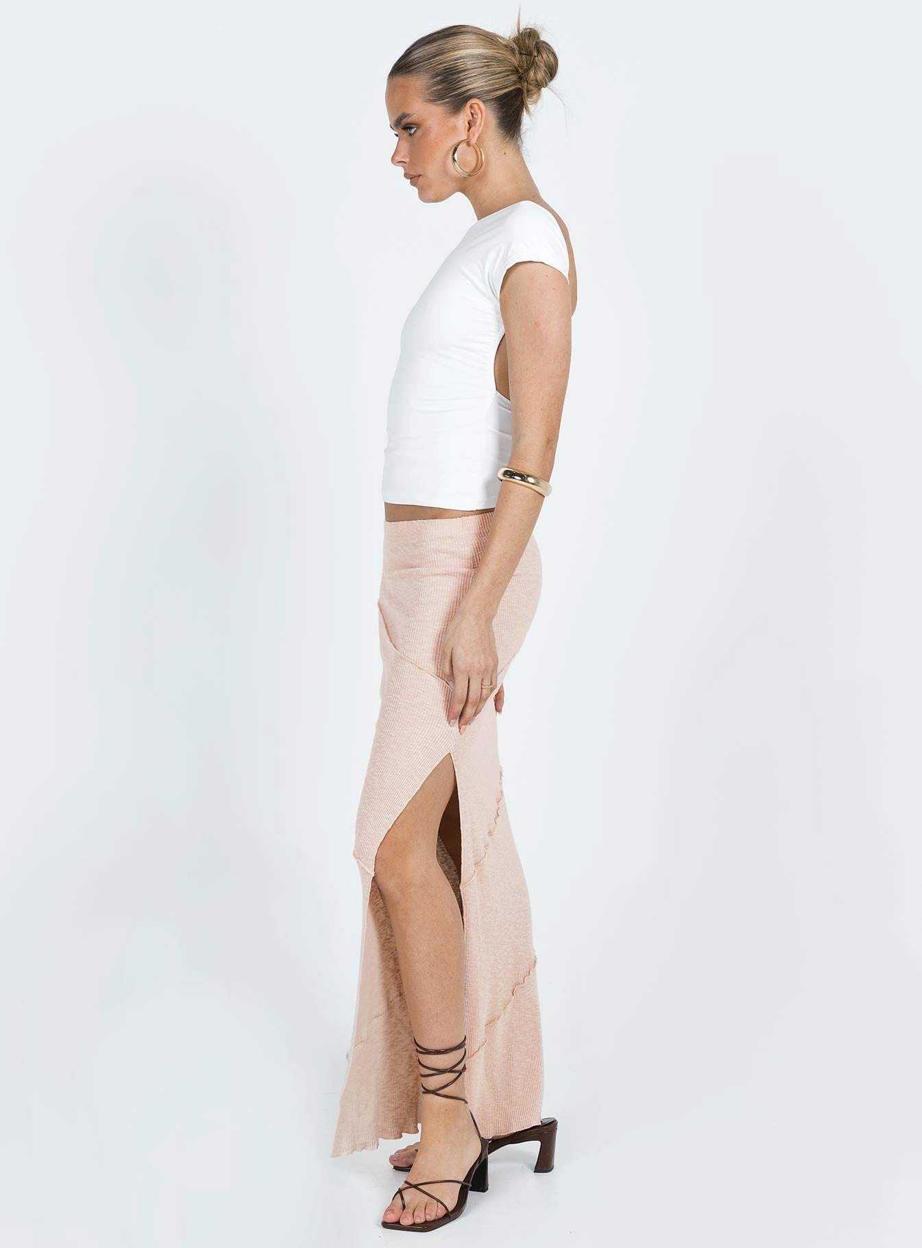 Cozy Tones Oscar Split Maxi Skirt Beige