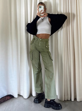 smooth zipper Oswell Cargo Pants Green