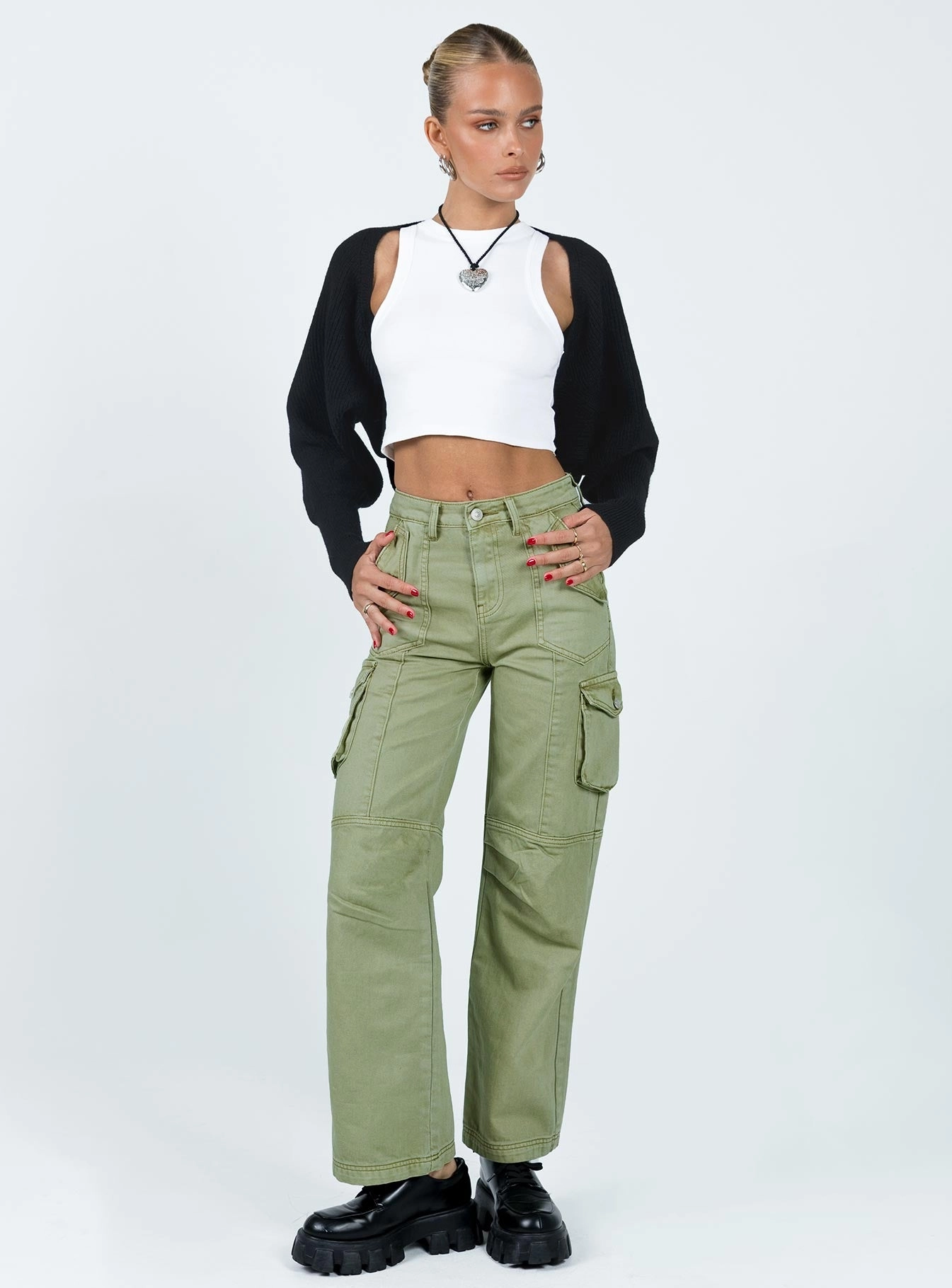 Oswell Cargo Pants Green Long Wear Simple Comfort Wear