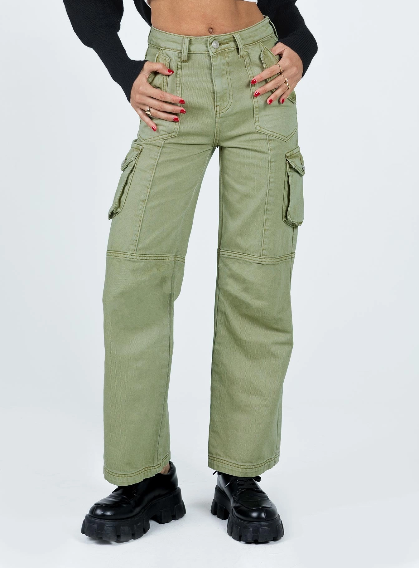 Oswell Cargo Pants Green Neutral Fit