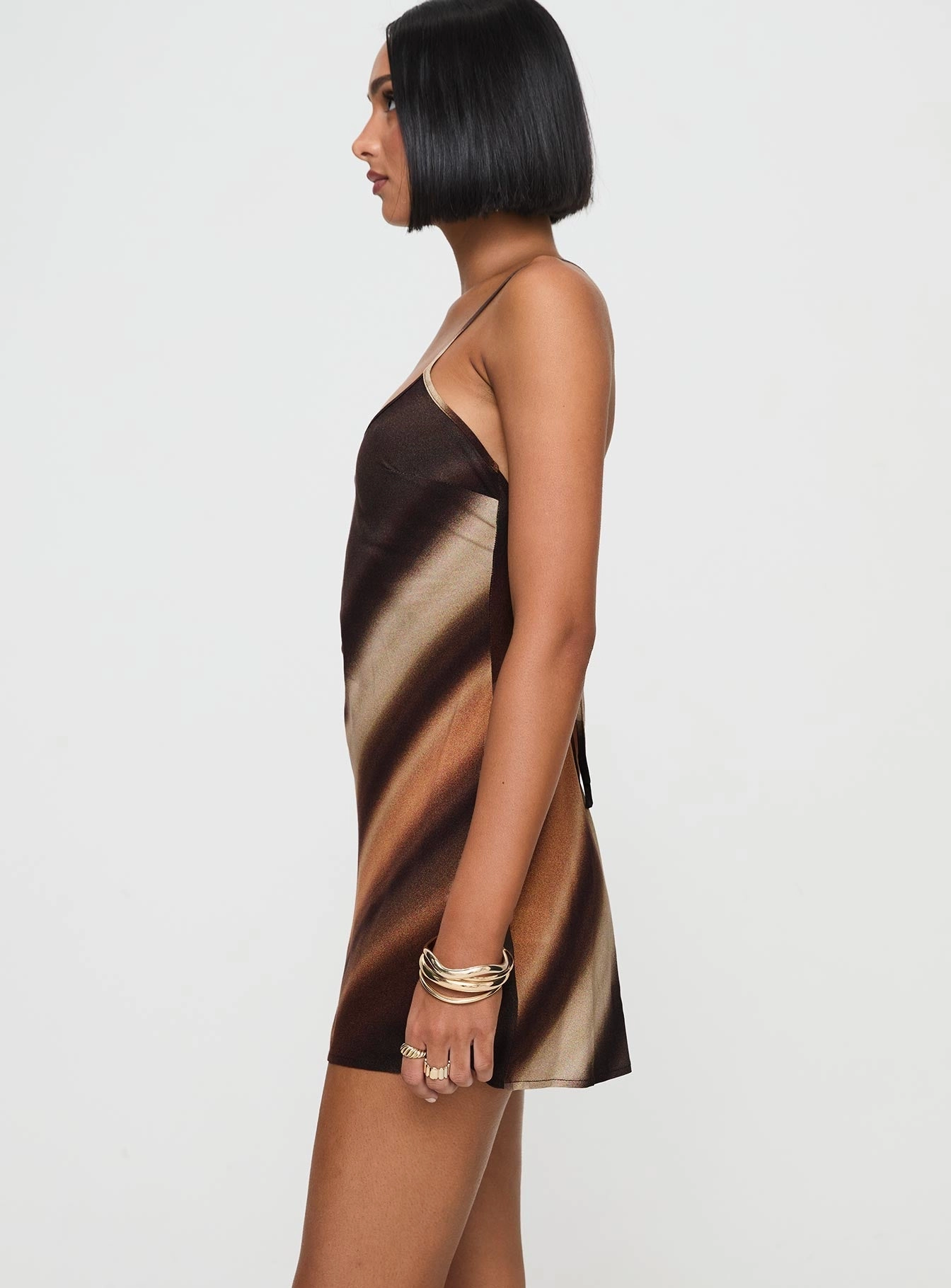 Trendy Layering Otillie Mini Dress Brown Multi
