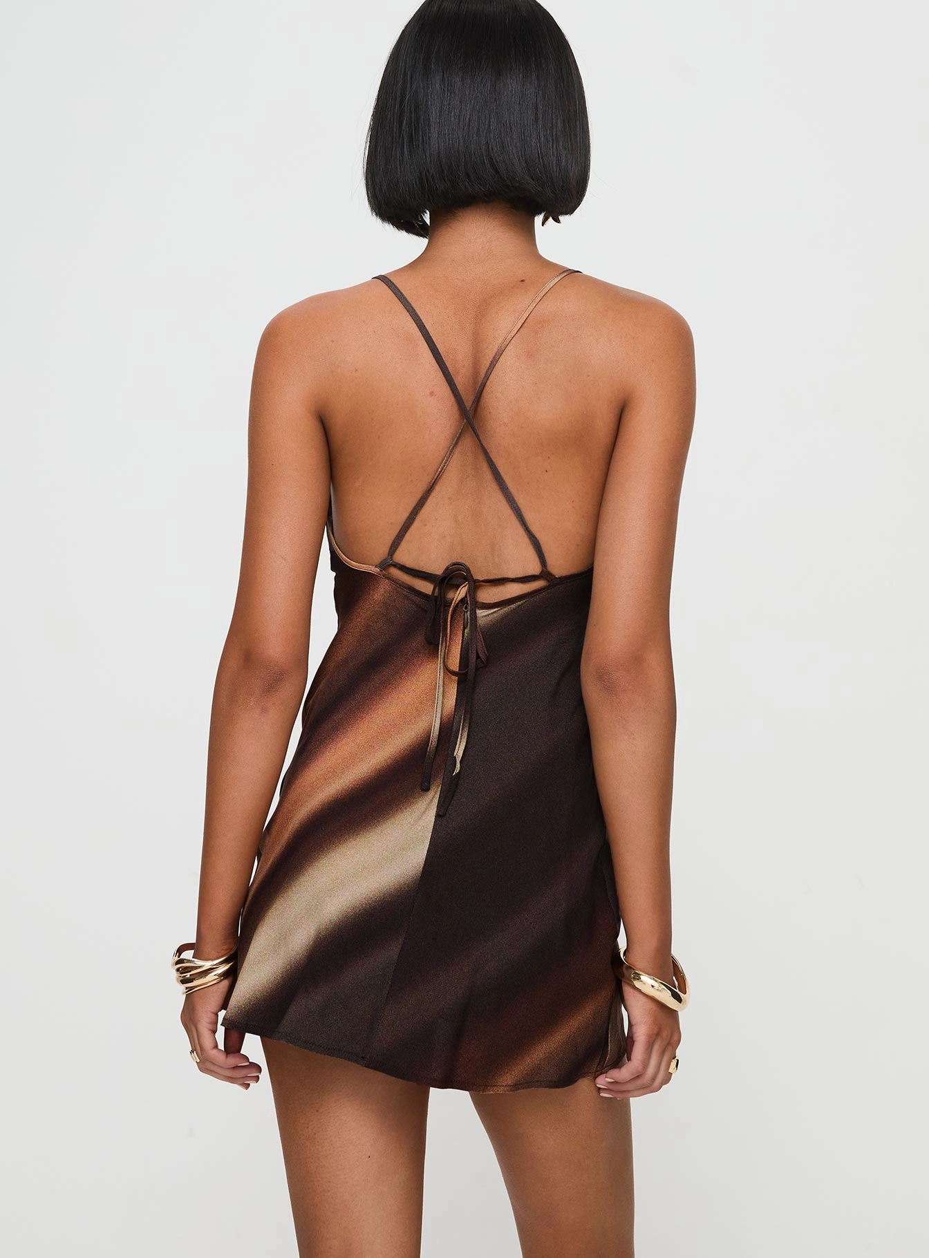 Stylish Look Relaxed Vibe Otillie Mini Dress Brown Multi