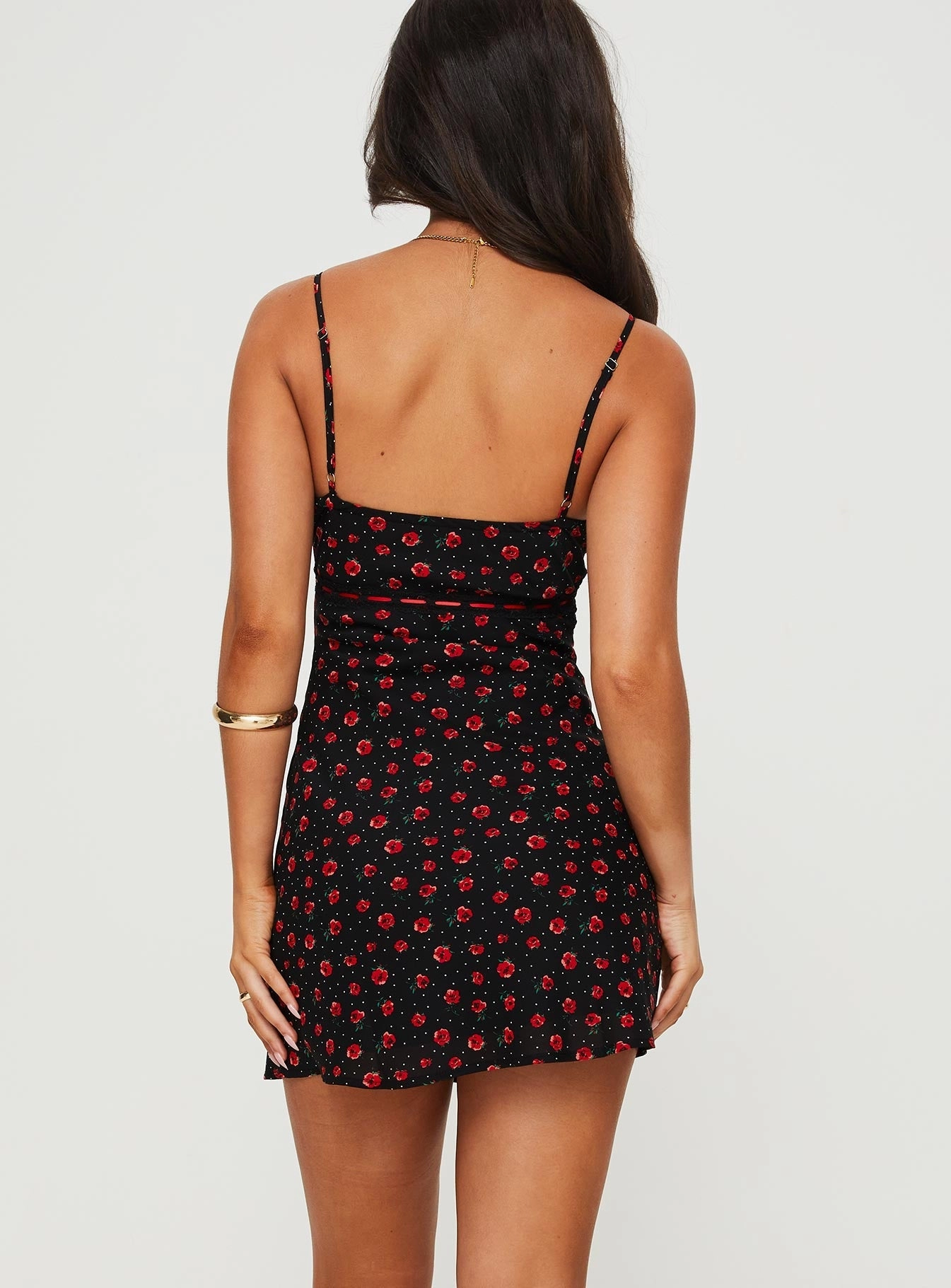 Collared Festive Mood Karena Mini Dress Black / Red Floral