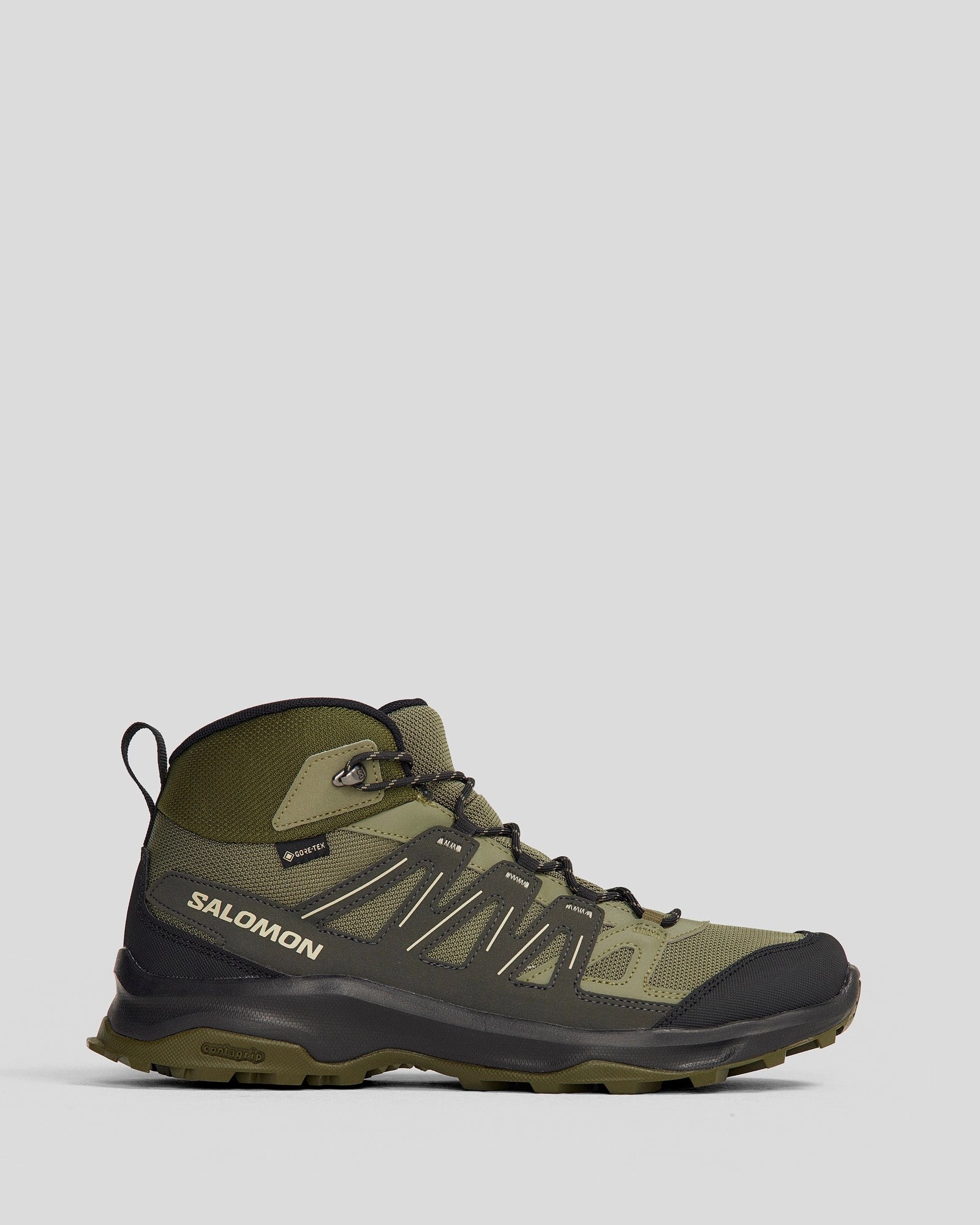 Men's Salomon Grivola Mid Waterproof Hiking Boots - Deep Lichen Green/ Black/Olive Night Backpack Ready