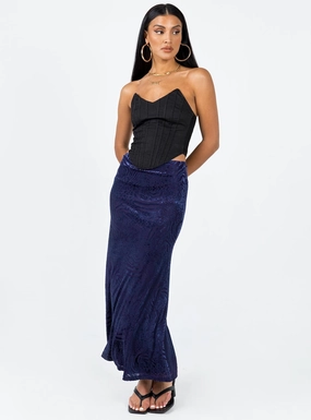 Simple Fashion Braxton Maxi Skirt Blue