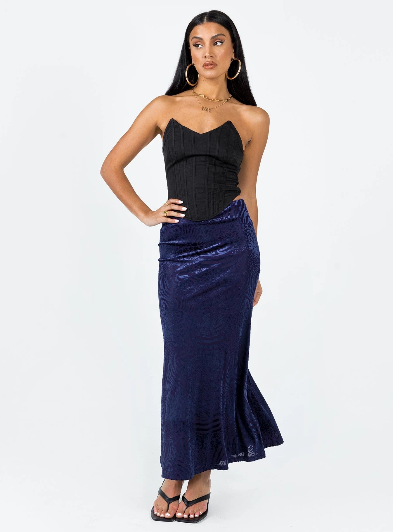Everyday Look Influencer Style Braxton Maxi Skirt Blue