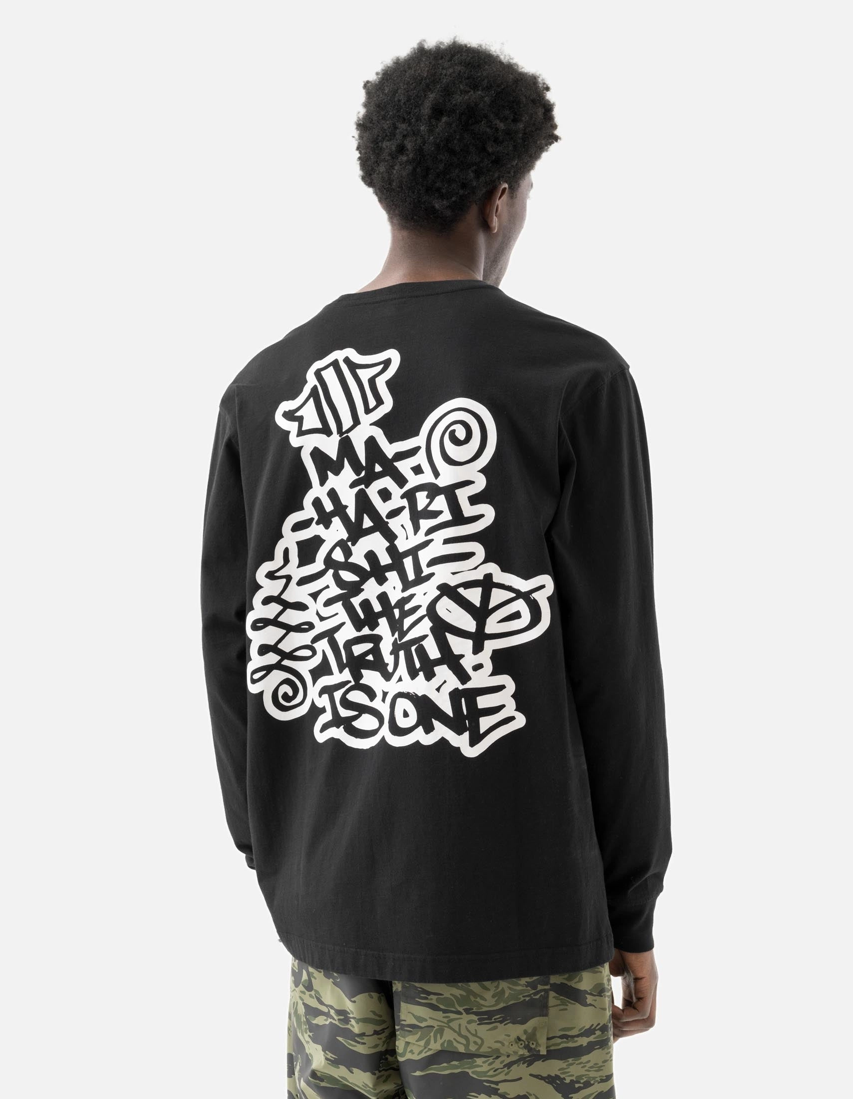 Stylish Dress Low Profile Zipper 2202 Swirling Snowflake L/S T-Shirt Black