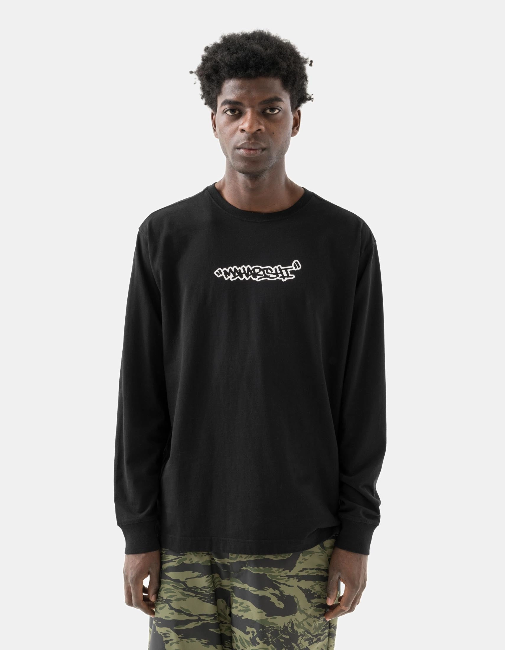 2202 Swirling Snowflake L/S T-Shirt Black Sustainable Waterproofing