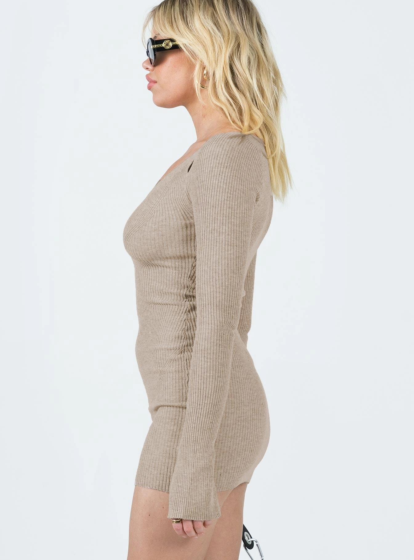 Palmer Long Sleeve Mini Dress Beige Breathable Comfort Wear Chill Mode
