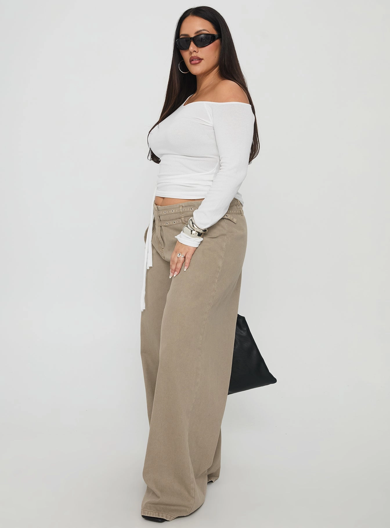 Common Outfit Paltrow Cargo Jeans Washed Brown Curve