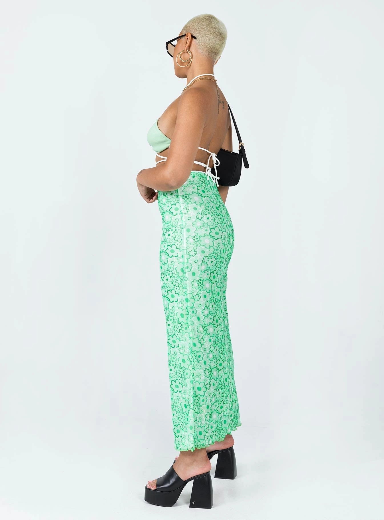 Caspian Midi Skirt Green Water Resistant