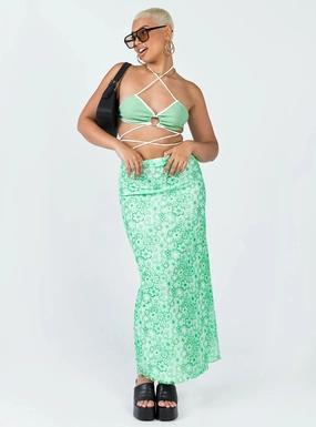 Layered Style Daily Favorite Caspian Midi Skirt Green