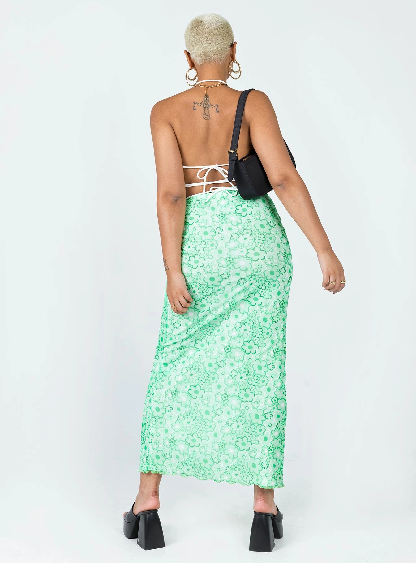 Caspian Midi Skirt Green Smart Look Machine wash safe