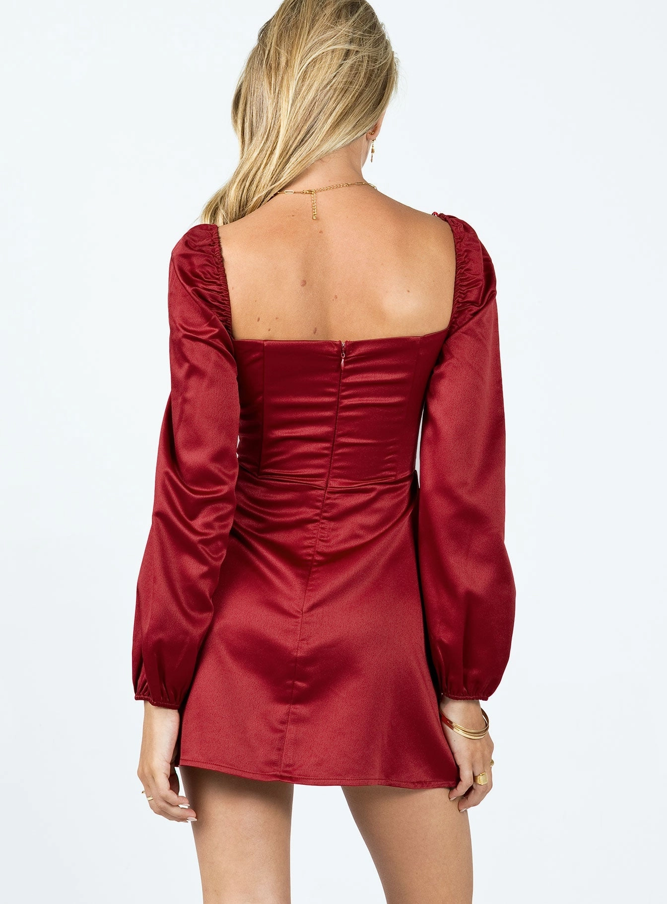 Charming Design Della Long Sleeve Mini Dress Burgundy