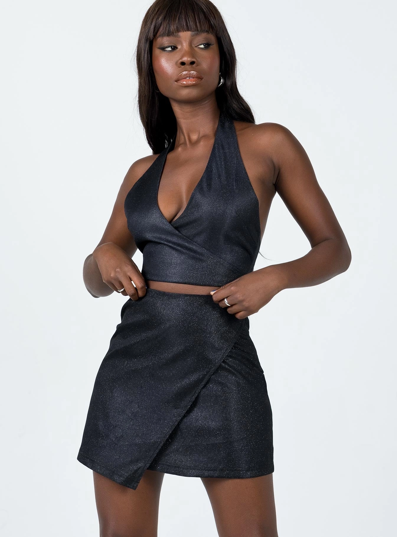 Water Resistant tech fabric Paris Mini Skirt Black