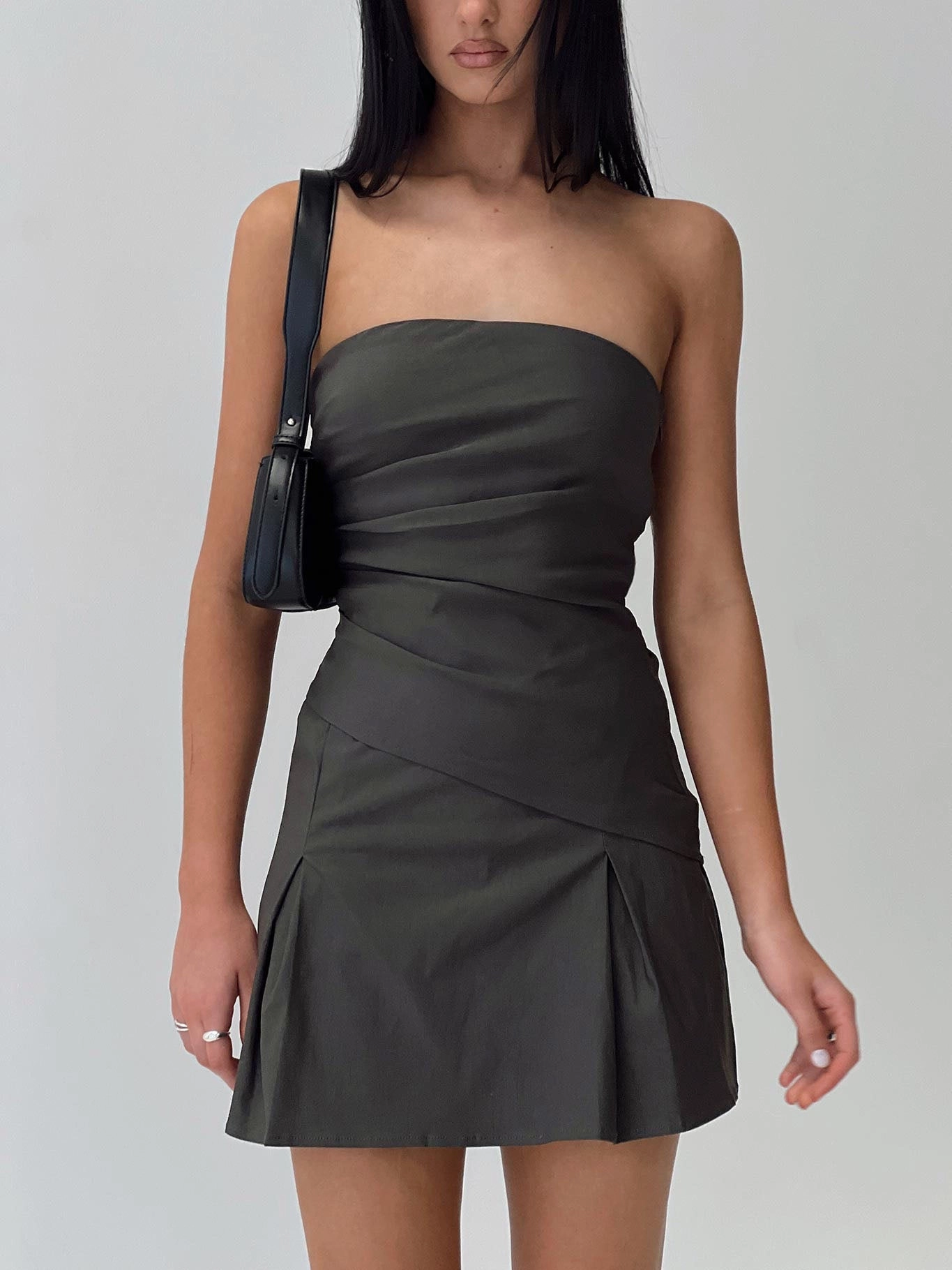 Graduation-Event Belleza Strapless Mini Dress Slate Grey