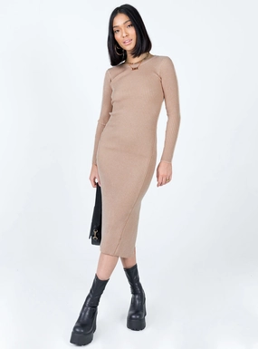 Seasonal Mood Tiarnie Midi Dress Beige