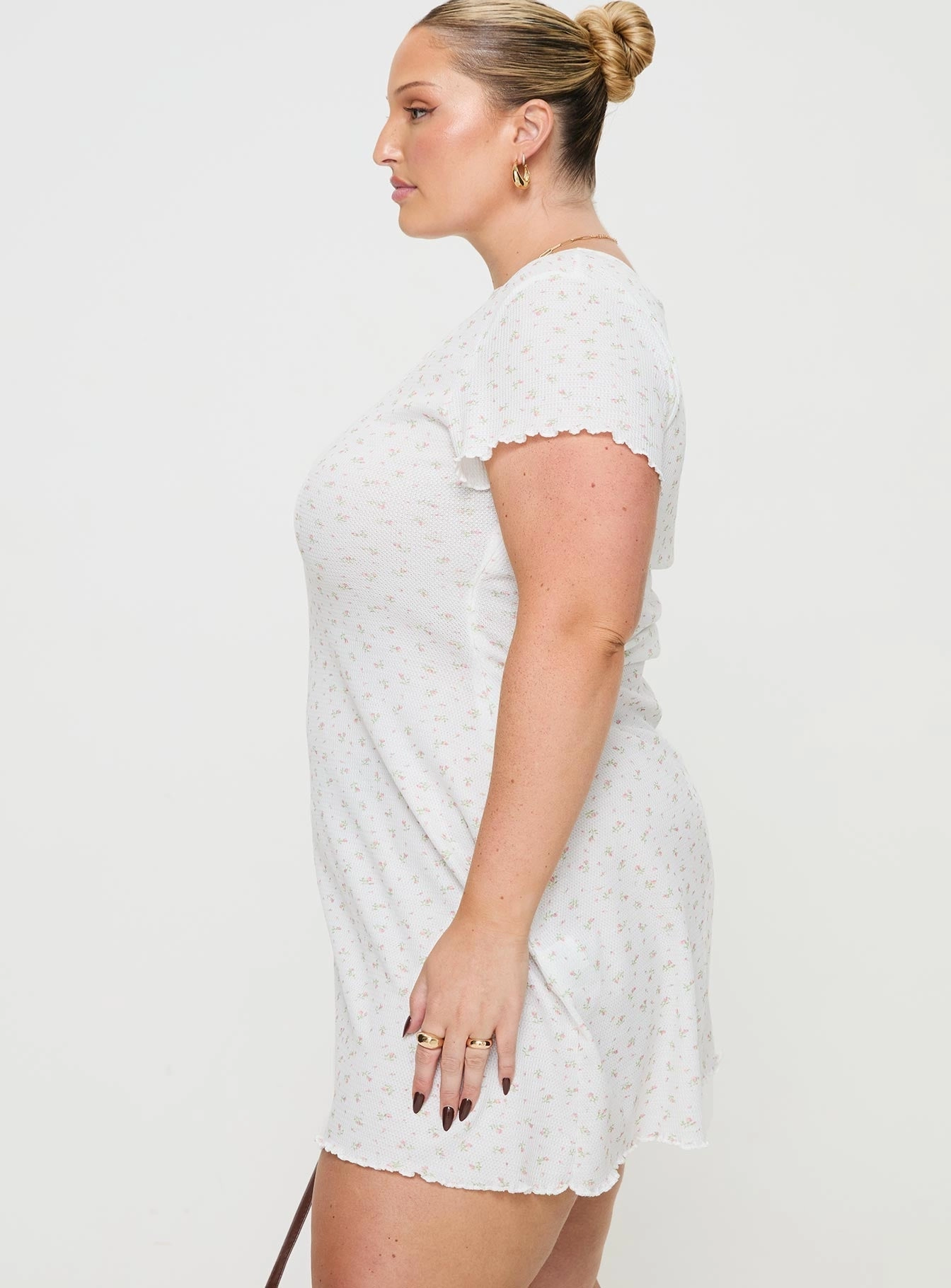 Patton Mini Dress White Floral Curve Fashionable Style