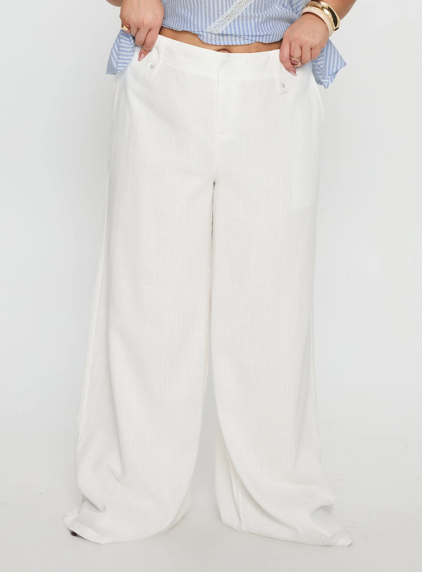 Pedra Wide Leg Pant White Curve Seamless Wear Eco Dye Process