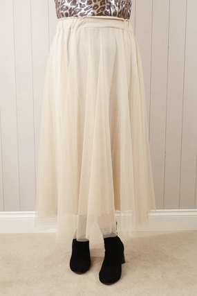 Dilly Plain net skirt Ecru Street Attire