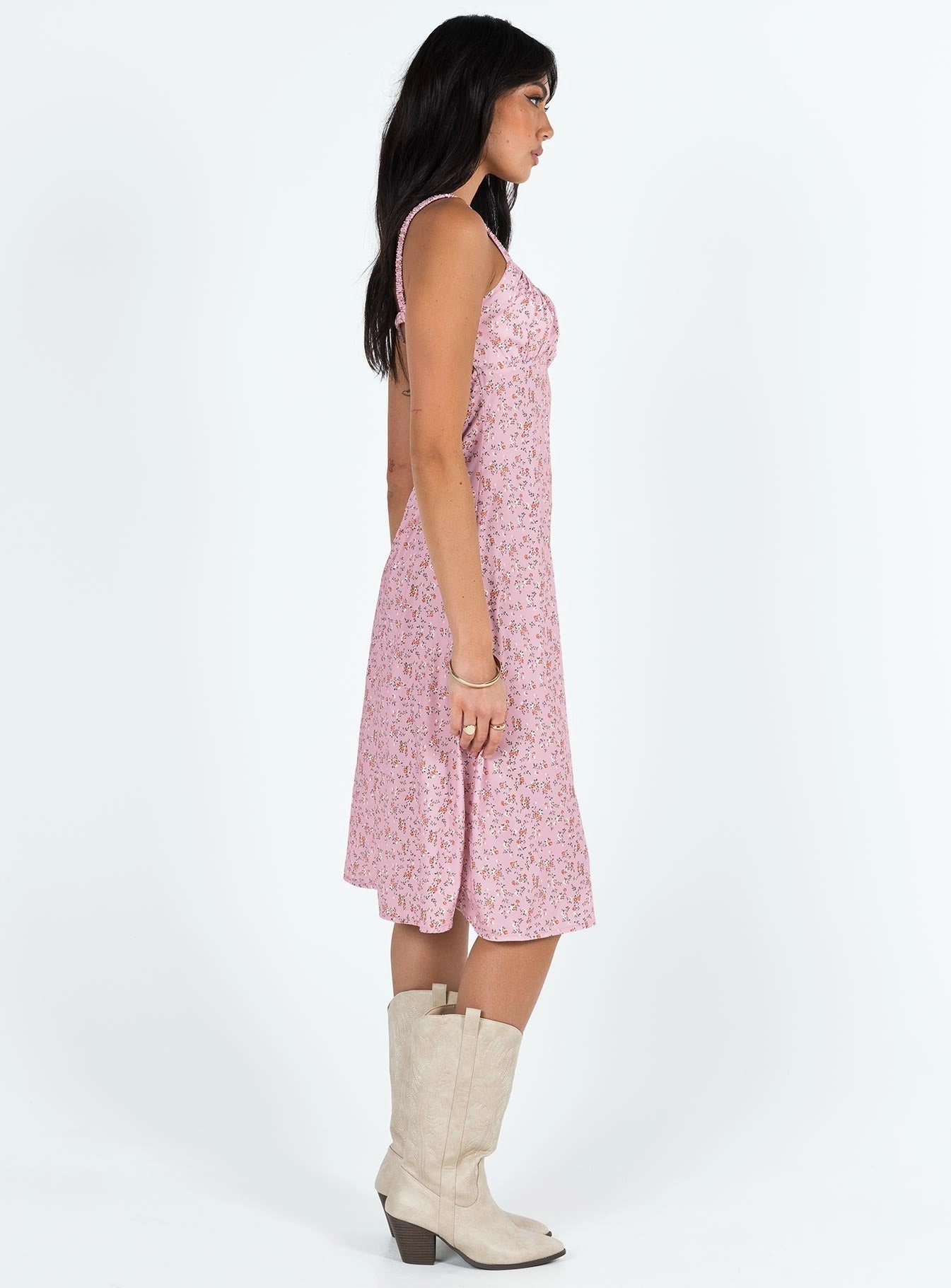 Dreamy Texture Georgia Midi Dress Pink Floral