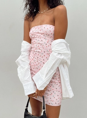 Oscar Mini Dress Pink Floral Modern Form Asymmetrical hem
