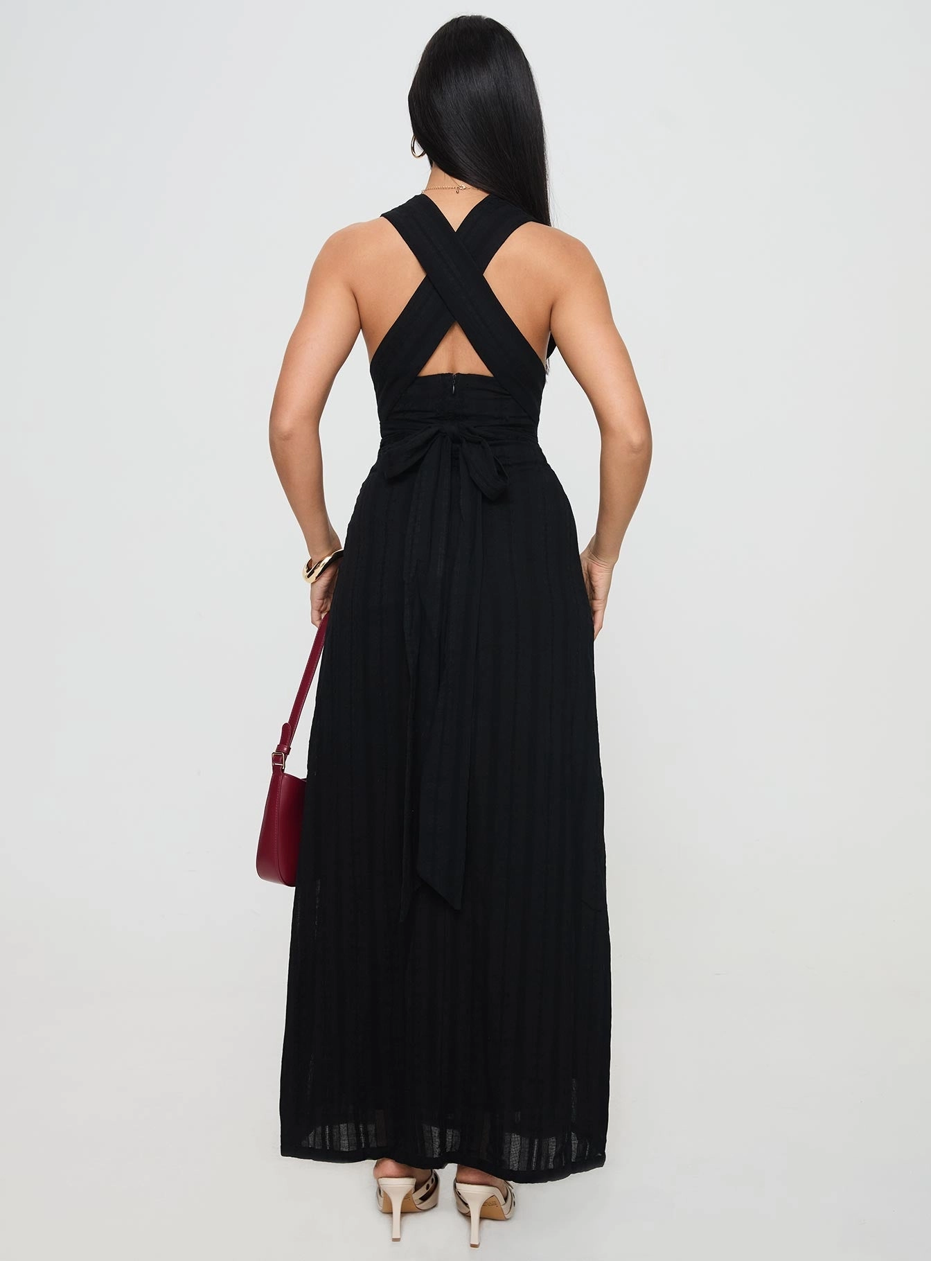 Alsace Maxi Dress Black Euro Touch Blush Shade