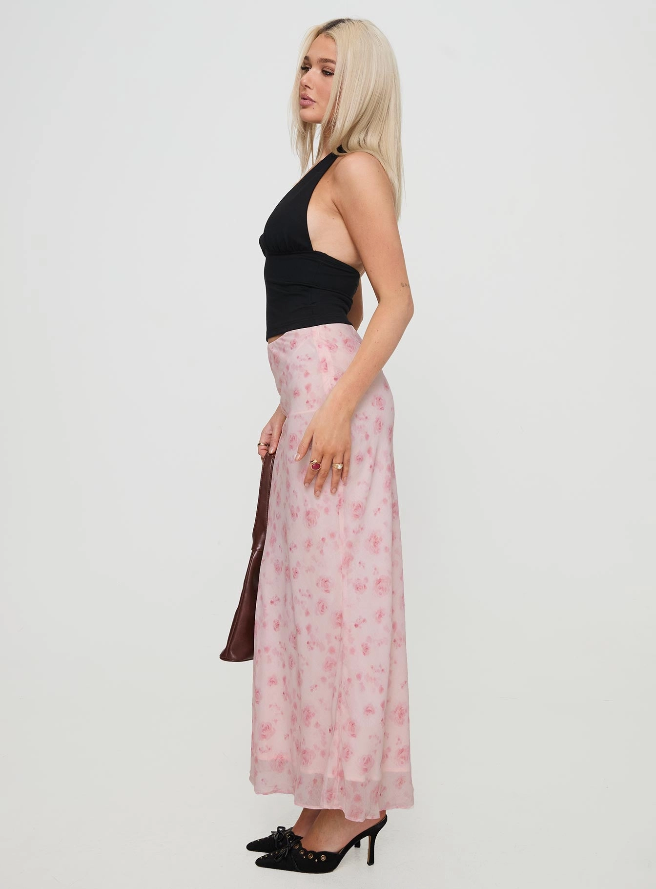 Piazia Maxi Skirt Pink Contrast Panel