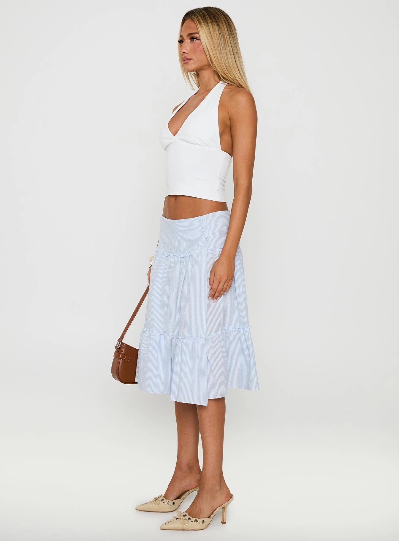 Cascades Low Rise Midi Skirt Blue / White Stripe Outdoor Gathering