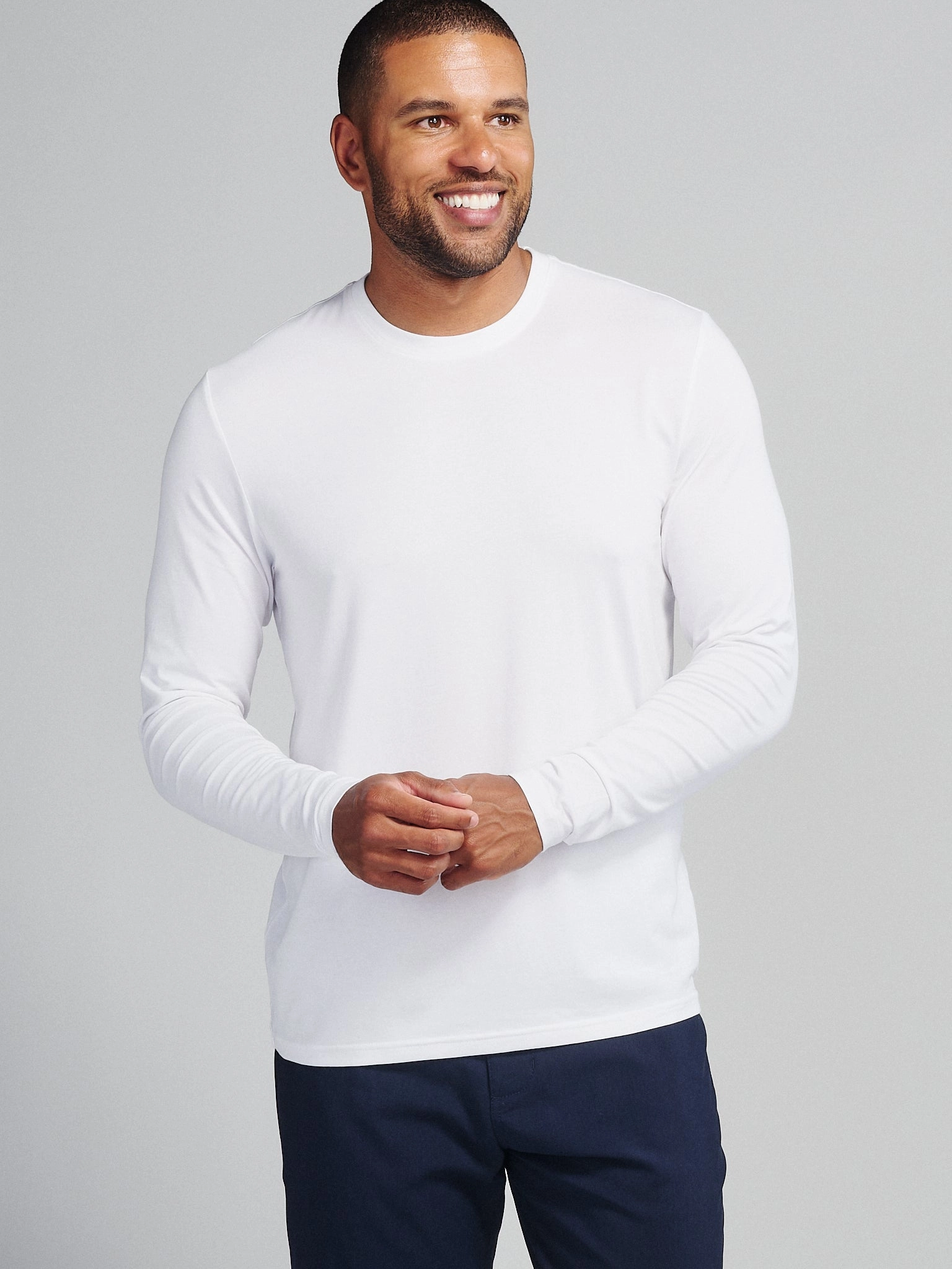 Soft Wool Sheer Overlay Material Pimaluxe Long Sleeve T-Shirt