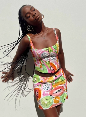 Pure Vibes Sleek Appeal Pinacolada Mini Skirt Multi