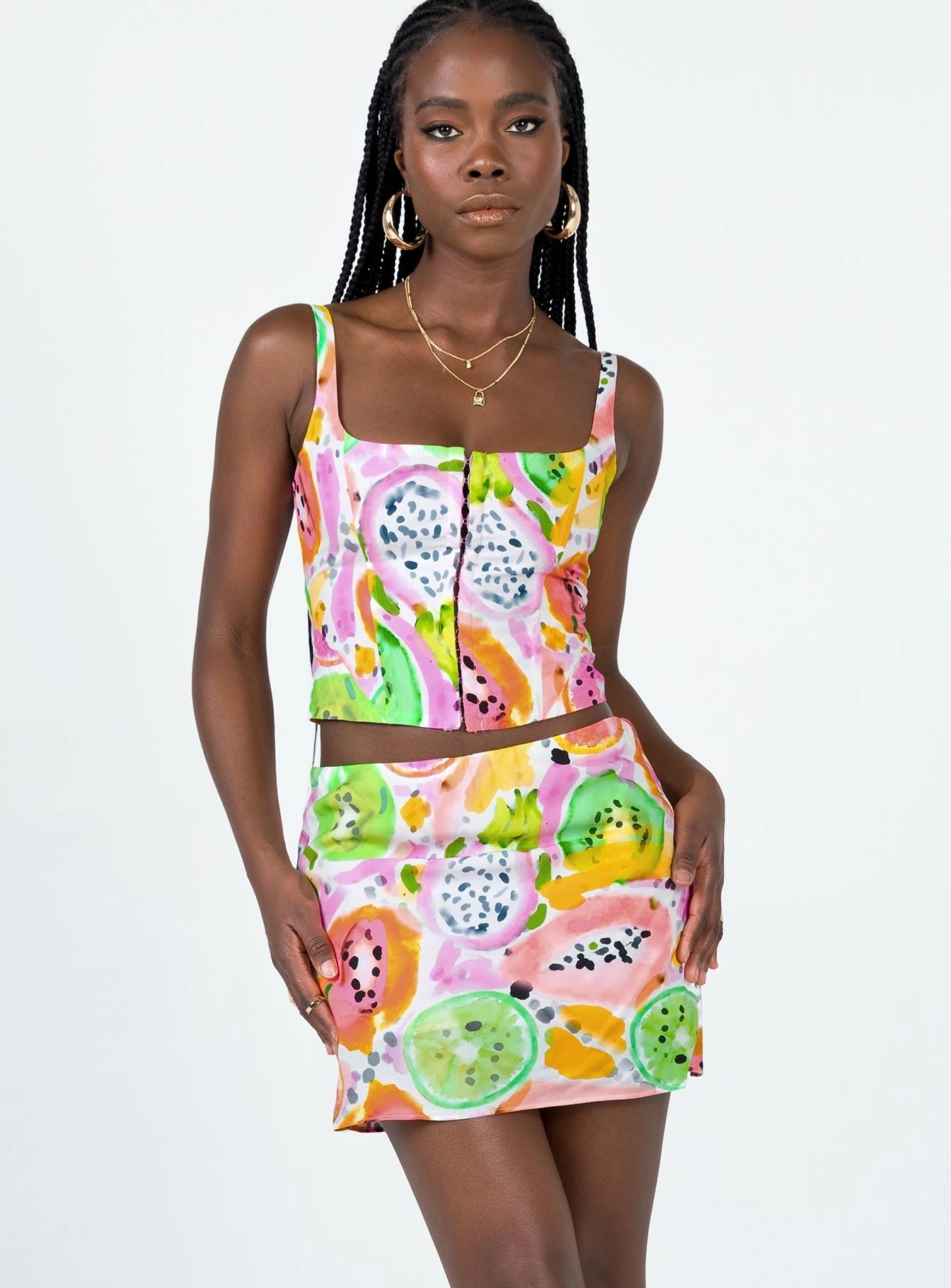 Simple Fashion Street Vibe Pinacolada Mini Skirt Multi