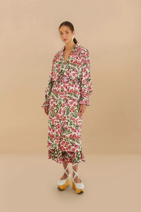 Pink Bougainvillea Oversized Trench Coat Ultra Compact Packing Design