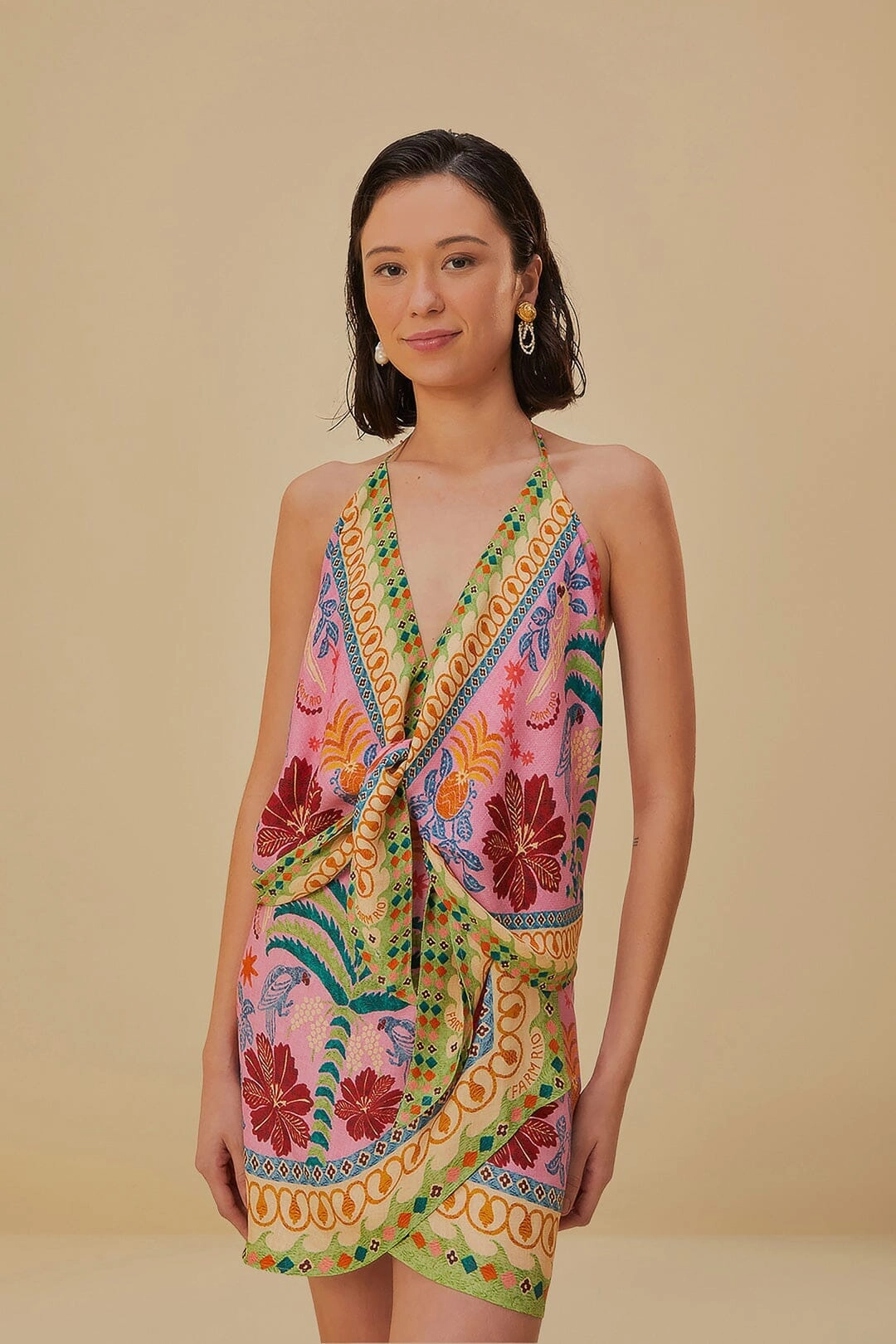 Pink Fruits Queen Scarf Lenzing? Ecovero? Viscose Mini Skirt Non Restrictive Future Fashion