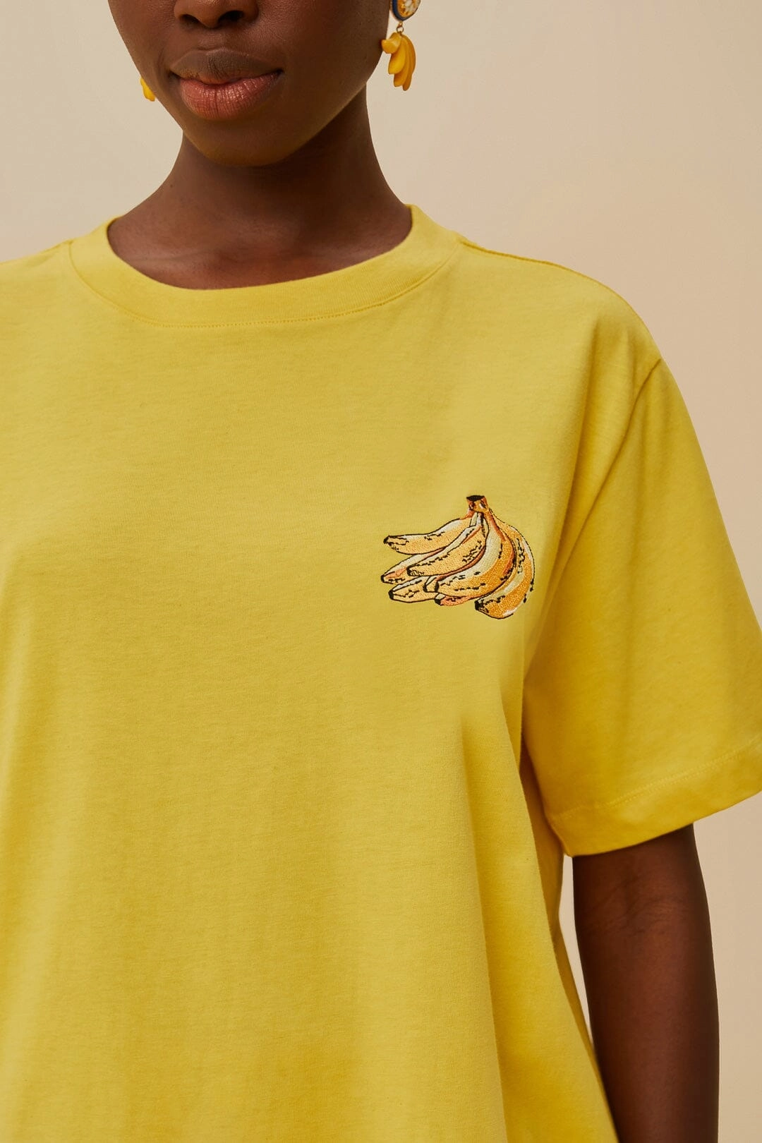 Pink Tropical Bananas Organic Cotton Relaxed T-Shirt informal gathering SlimFit