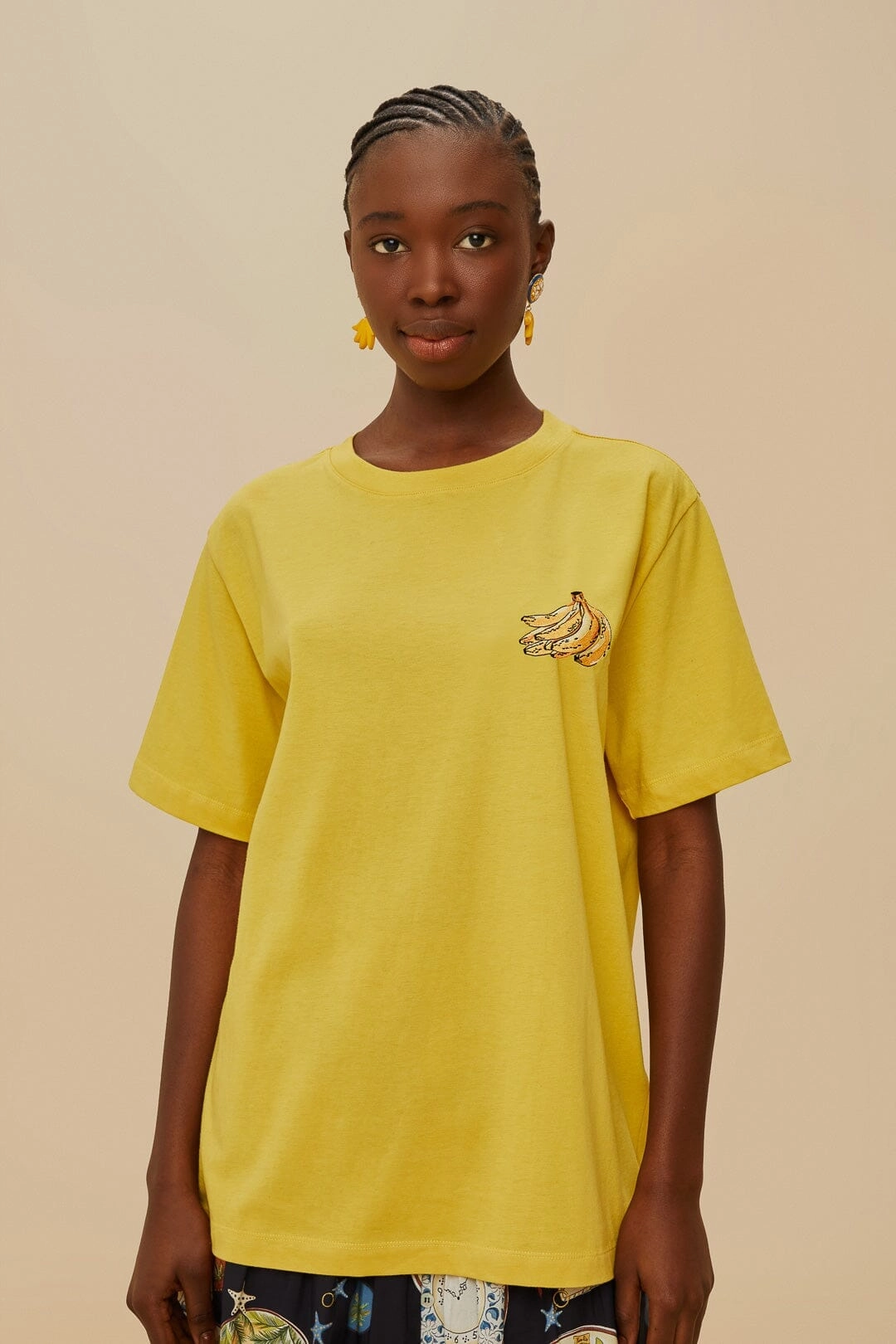 ColorfastFabricTech Pink Tropical Bananas Organic Cotton Relaxed T-Shirt