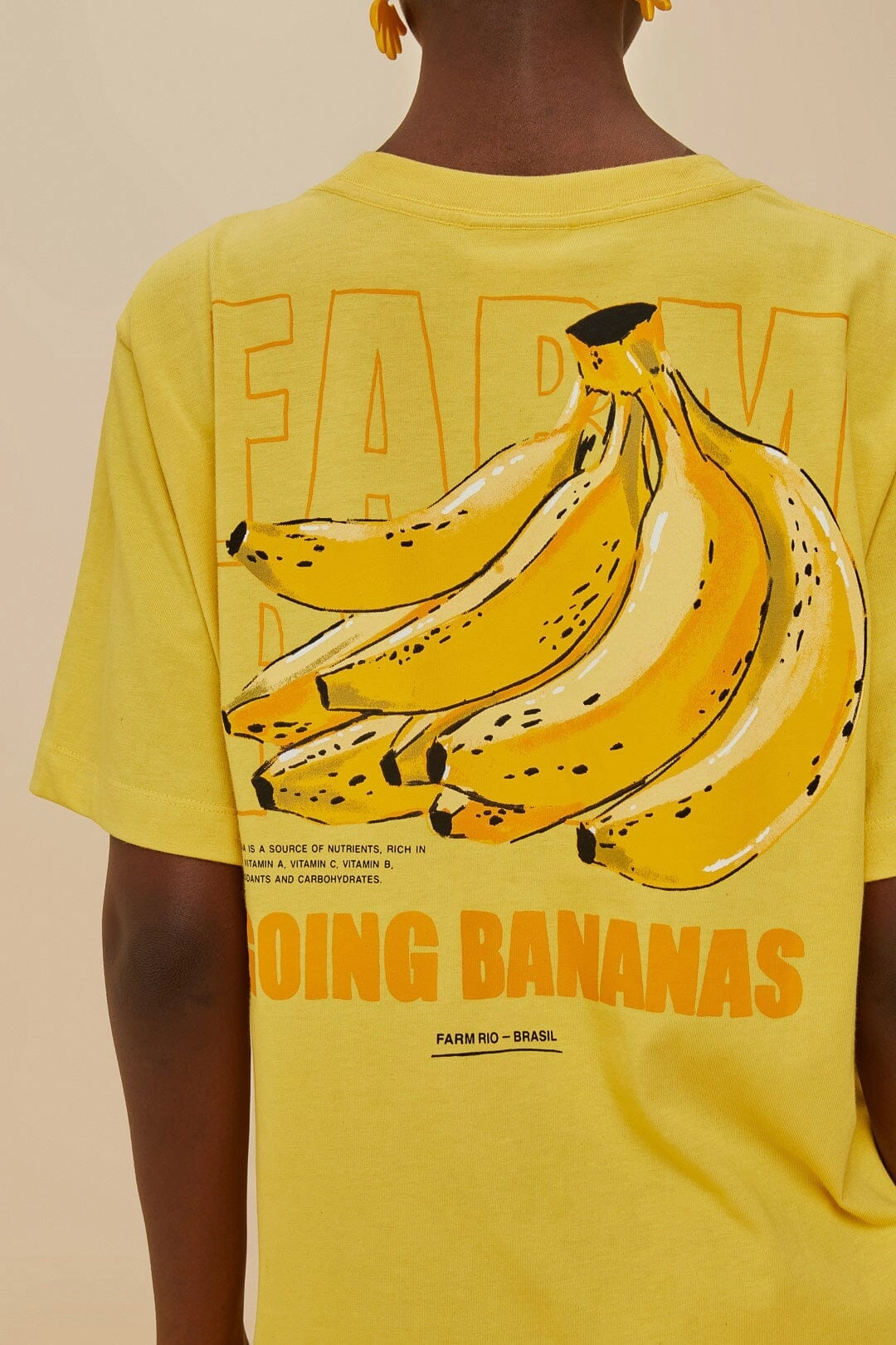 Flatlock stitching Comfy Pieces Pink Tropical Bananas Organic Cotton Relaxed T-Shirt