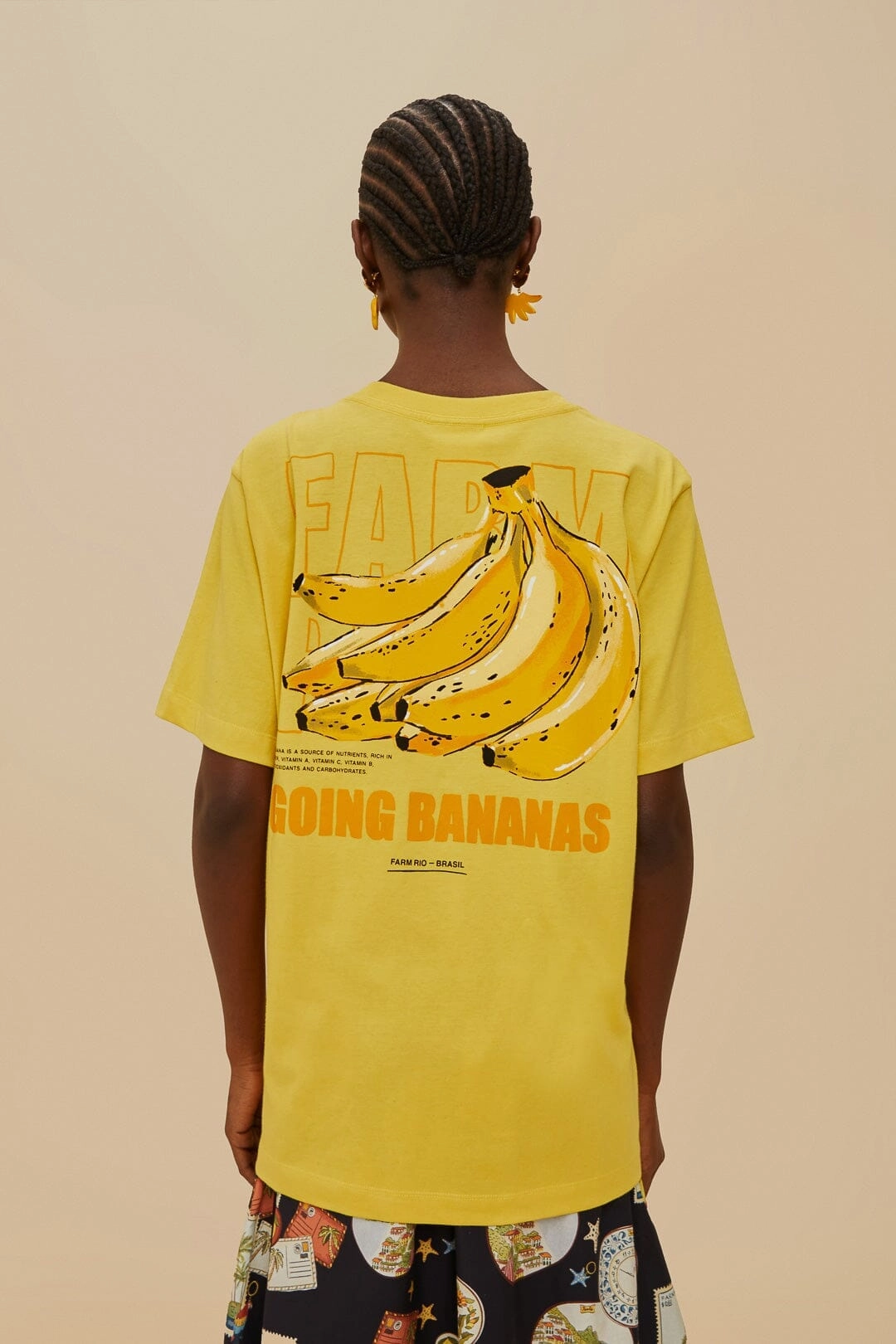 Comfortable All Day Wear Seam Free Back Pink Tropical Bananas Organic Cotton Relaxed T-Shirt