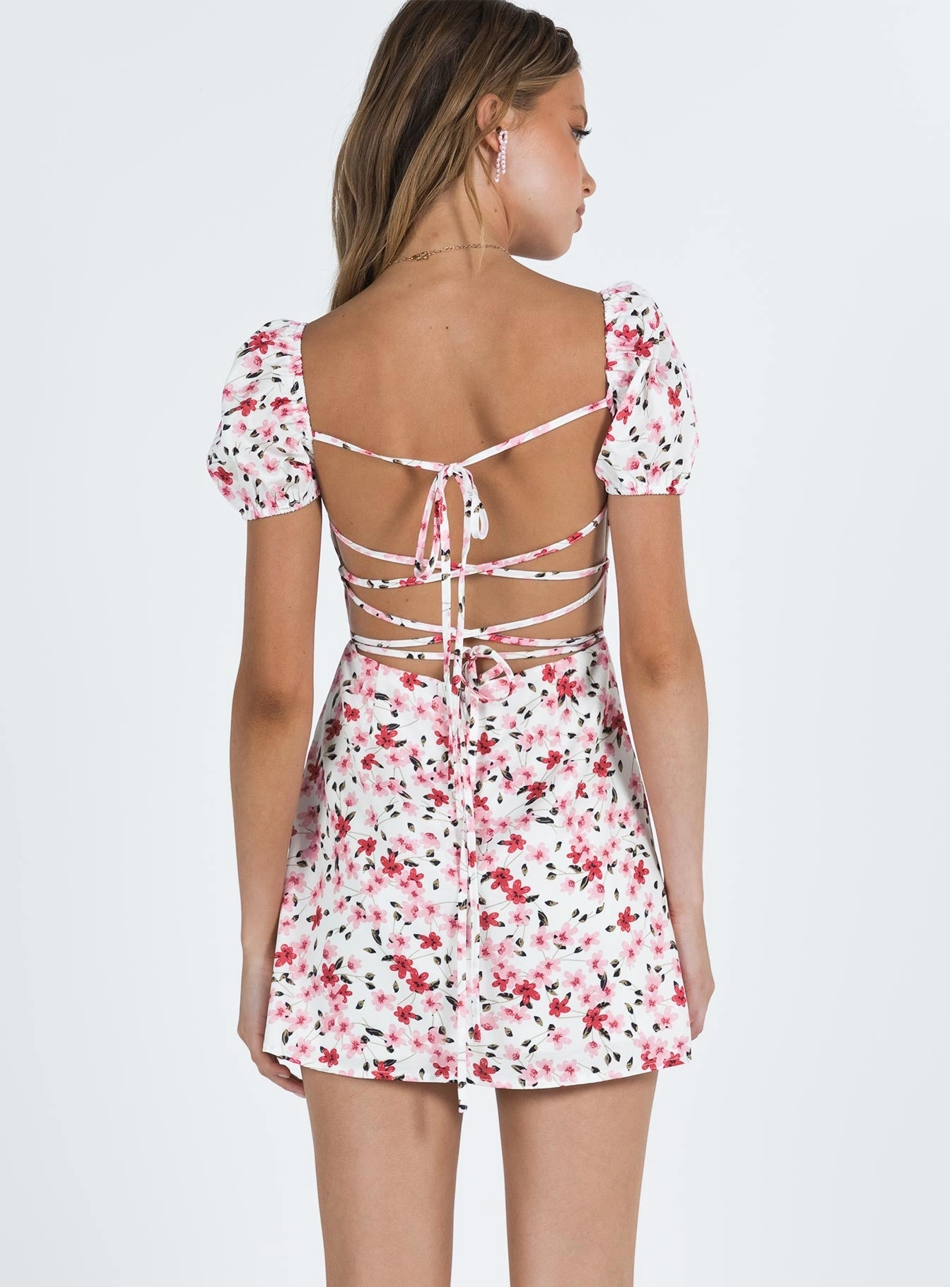 Havena Mini Dress White / Floral relaxed shape Noble Glow