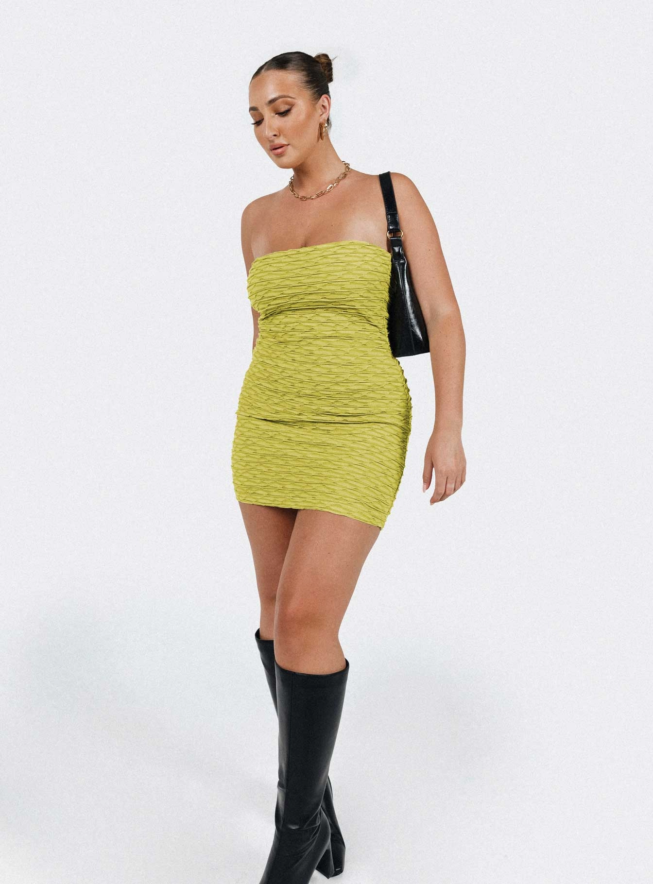 City Friendly Cecile Strapless Mini Dress Green