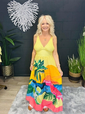 Bahama Maxi Dress Lemon Date Vibe