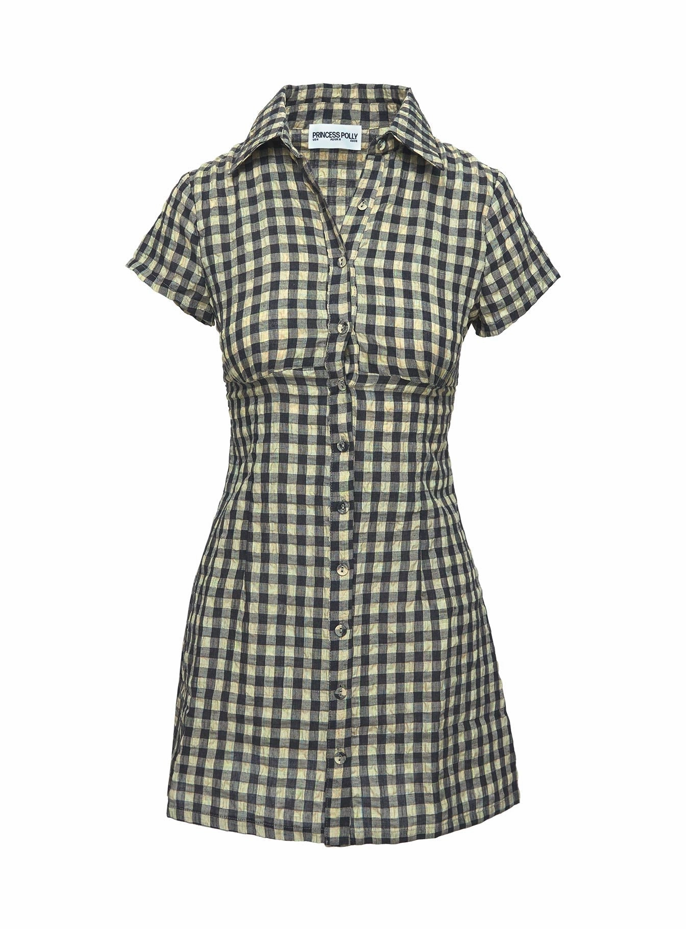 Motley Mini Dress Brown Check Petite Casual weekend dress Cozy Layer