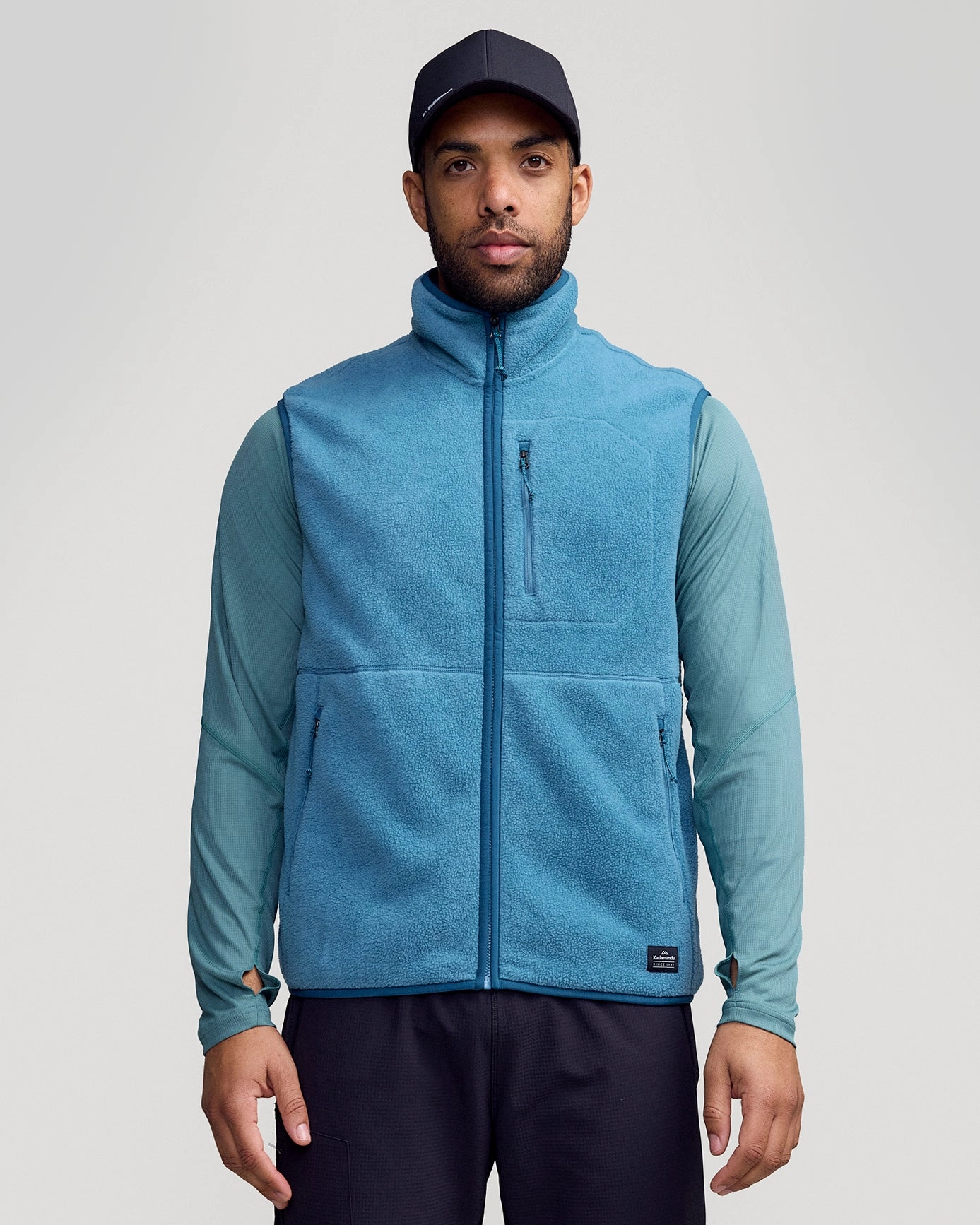 Men's Trailhead Fleece Vest - Washed Blue Breathable City Style Quick Release Fasteners