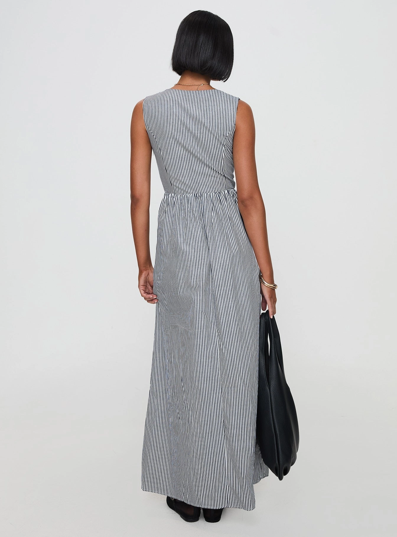 Pokey Maxi Dress Black / White Stripe Romantic Hour