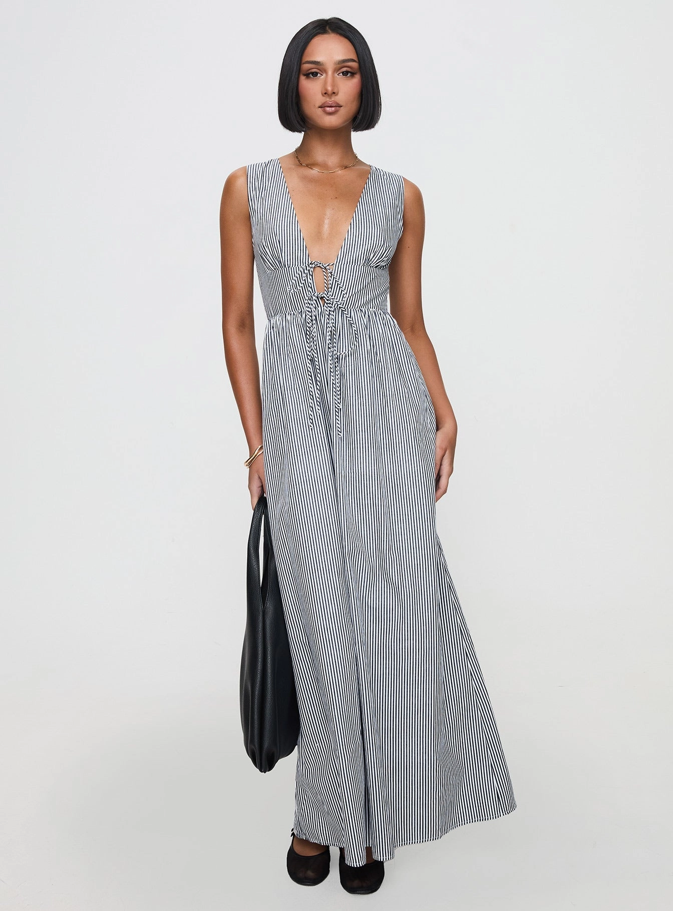 Pokey Maxi Dress Black / White Stripe Smart Design Romantic Bloom